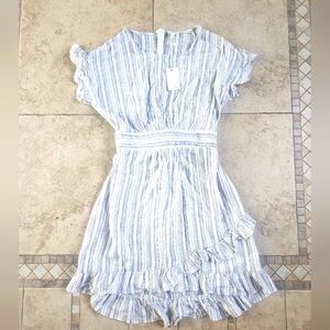 Ava James Striped Ruffled Hem Dress
